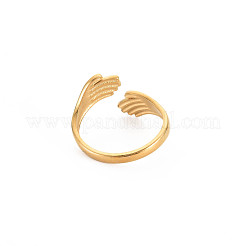 Ion Plating(IP) 304 Stainless Steel Double Hand Hug Open Cuff Ring for Women&nbsp;RJEW-S405-199G