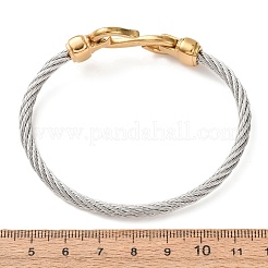 Duo Tone 304 Stainless Steel Twisted Rope Cuff Bangles with S Clasps for Women&nbsp;SA-CBA2192-02GP
