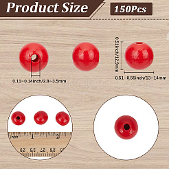 Spray Painted Round Natural Schima Wood Beads&nbsp;WOOD-PA0001-81B-01