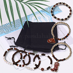 2Bags 2 Colors Boot Western Cowgirl Style Polymer Clay Heishi & CCB Plastic & Natural Rose Quartz Beaded Bracelets&nbsp;BJEW-PA0001-08