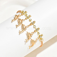 Ccean Aolly & Iron Crystal Rhinestone Tassel Anklets&nbsp;WG0D90F-01