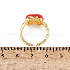 Brass Enamel Cuff Rings for Women&nbsp;RJEW-D326-01G