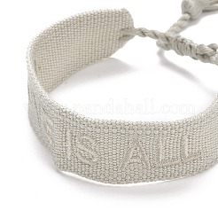 Word Love Is All Polycotton(Polyester Cotton) Braided Bracelet with Tassel Charm&nbsp;LS-BJEW-F429-05