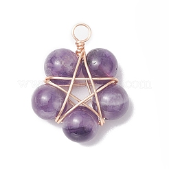 Brass Wire Wrapped Natural Gemstone Pendants&nbsp;PALLOY-TA00033-01