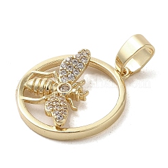 Brass Micro Pave Clear Cubic Zirconia Pendants&nbsp;KK-M275-14G