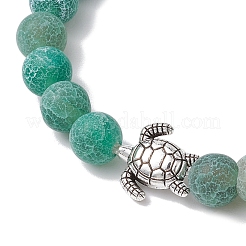 Dyed Natural Weathered Agate Round Beads Stretch Bracelets&nbsp;BJEW-JB11080
