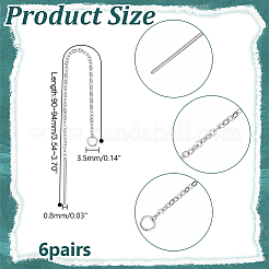 6 Pairs 304 Stainless Steel Earring Findings&nbsp;STAS-LP0001-15