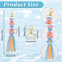 DIY Handmade Woven Cotton Flower Keychain Making Kits&nbsp;DIY-SC0028-13C