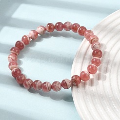 Natural Argentina Rhodonite Round Beaded Stretch Bracelets&nbsp;GG-CBAB07B-01