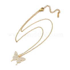 Brass Micro Pave Clear Cubic Zirconia Pendant Necklaces for Women&nbsp;NJEW-C076-19G