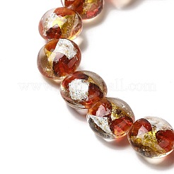 Handmade Gold Foil and Silver Foil Lampwork Flat Round Beads&nbsp;FOIL-C001-02D