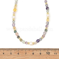 Faceted Natural Fluorite and Pearl Beaded Necklaces&nbsp;NJEW-JN06644