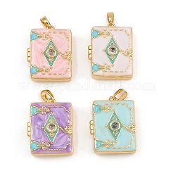 Brass Micro Pave Clear Cubic Zirconia Locket Pendants&nbsp;KK-P335-06G