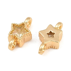 Brass Pave Yellow Cubic Zirconia Connector Charms&nbsp;KK-CBA2DE6-04G-11