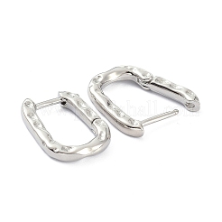 Textured Rectangle Brass Hoop Earrings&nbsp;LS-EJEW-B007-02P