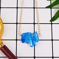 Irregular Natural Quartz Crystal Beads Pendant Necklace for Wonen&nbsp;NJEW-SW00009