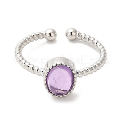 Natural Amethyst Open Cuff Ring&nbsp;RJEW-M166-04P-C
