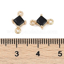 Brass Pave Glass Rhombus Links Connector Charms&nbsp;GLAA-Q088-001H