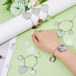 DIY Blank Heart Brass & Alloy Charm Bracelets Making Kit&nbsp;BJEW-DC00002