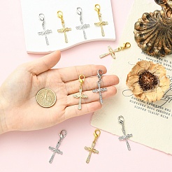 10Pcs 2 Colors Alloy Rhinestone Cross Pendant Decorations&nbsp;HJEW-YW00389