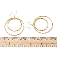 Electroplated 304 Stainless Steel Flat Round Dangle Earrings&nbsp;EJEW-Z129-09G