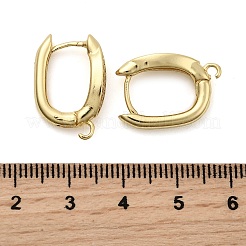 Horse Eye Brass Micro Pave Cubic Zirconia Hoop Earring Findings&nbsp;KK-C134-25G