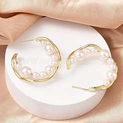Brass with Plastic Pearls Stud Earrings&nbsp;KK-CBAD851-23G
