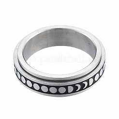 Non-Tarnish 201 Stainless Steel Moon Phase Rotating Finger Ring&nbsp;RJEW-N043-29