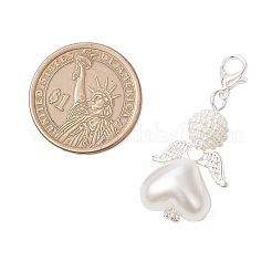 Heart Angel Acrylic & ABS Plastic Imitation Pearl Pendant Decorations&nbsp;HJEW-JM03564-01