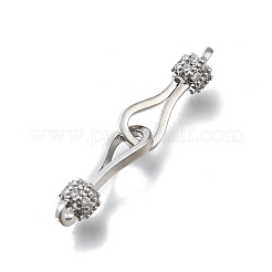 Brass Micro Pave Clear Cubic Zirconia Hook and S-Hook Clasps&nbsp;KK-D312-10P