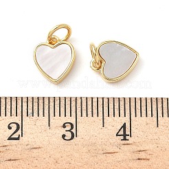 Natural White Shell Heart Charms&nbsp;KK-D502-19G