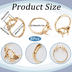 8Pcs Brass Cubic Zirconia Adjustable Solitaire Ring Components&nbsp;KK-SC0003-94