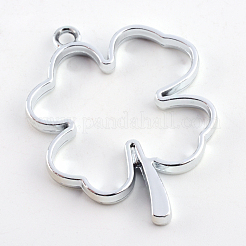 Rack Plating Alloy Irish Clover Open Back Bezel Pendants&nbsp;PALLOY-S047-06D-FF