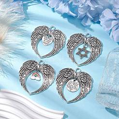 6Pcs 6 Styles Wing Tibetan Style Alloy Big Pendants&nbsp;HJEW-JM02311