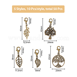 10 Sets Autumn Leaf & Tree Alloy Pendants Decorations Set&nbsp;HJEW-FH0001-47