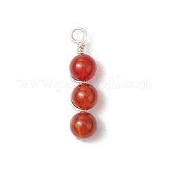 Natural Green Aventurine/Amethyst/Carnelian/Tiger Eye/Rose Quartz/Lapis Lazuli/White Jade Round Beaded Copper Wire Wrapped Pendants&nbsp;PALLOY-JF03442-02