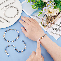 10Pcs Unisex 304 Stainless Steel Curb Chain/Twisted Chain Bracelets Set&nbsp;STAS-UN0048-40
