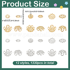 1330Pcs Brass & Iron Bead Caps&nbsp;FIND-PH0027-25