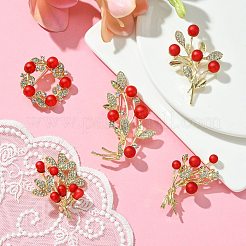 5Pcs 5 Styles Alloy Rhinestone Brooch&nbsp;JEWB-CJ0001-09