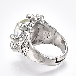 Adjustable Alloy Glass Finger Rings&nbsp;RJEW-T006-03D