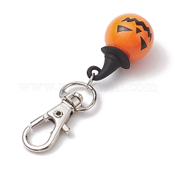 Halloween Theme Wood & Alloy Pumpkin Pendant Decoration&nbsp;HJEW-JM01979