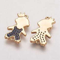 Boy Brass Micro Pave Grade AAA Cubic Zirconia Links&nbsp;ZIRC-O022-18G-NR