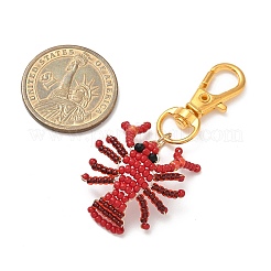 2Pcs Crayfish Glass Seed Beads Pendant Decorations&nbsp;HJEW-MZ00352