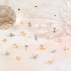60Pcs 6 Style 304 Stainless Steel Stud Earring Findings&nbsp;STAS-DC0010-11
