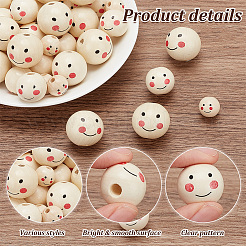60Pcs 3 Styles Printed Wooden Beads&nbsp;WOOD-PH0002-64