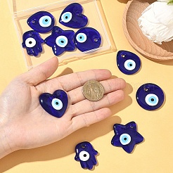 10Pcs 5 Styles Handmade Lampwork Evil Eye Pendants&nbsp;LAMP-YW0004-12