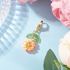 Flower Polymer Clay & Glass Pendants Decorations&nbsp;HJEW-MZ00327-02