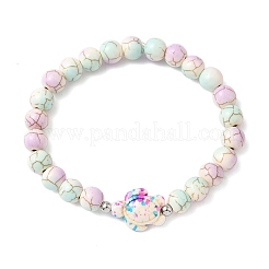 6Pcs 6 Colors Baking Paint Synthetic Turquoise Round & Tortoise Beads Stretch Bracelets for Men Women&nbsp;BJEW-JB12340