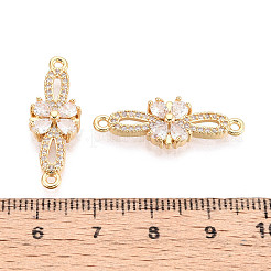 Brass Pave Clear Cubic Zirconia Links/Connector Charms&nbsp;KK-T077-66G