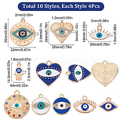 40Pcs 10 Style Alloy Enamel Pendants Light Gold&nbsp;ENAM-SC0002-95